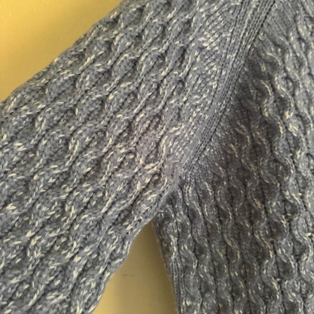 J.Crew Honeycomb Cashmere Rollneck Sweater XL Blue Cable Knit 100% Cashmere NWT - Picture 3 of 8
